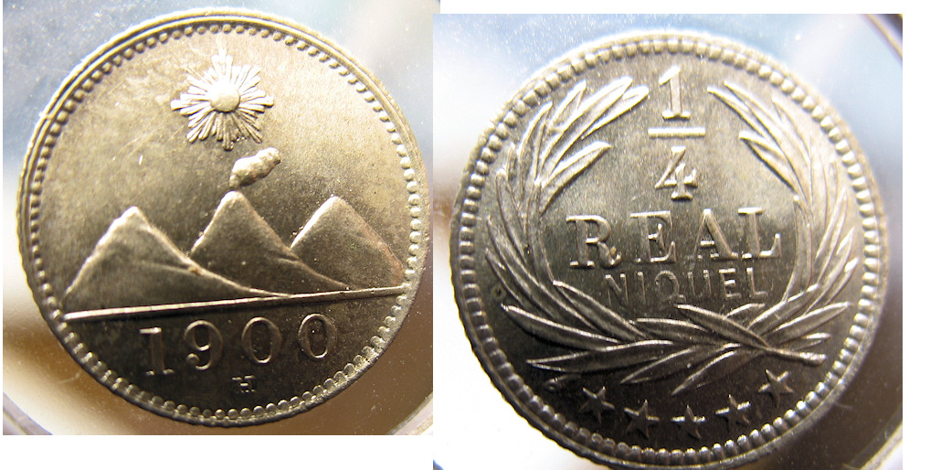 Volcanoes-On-Coins-From-Guatamala